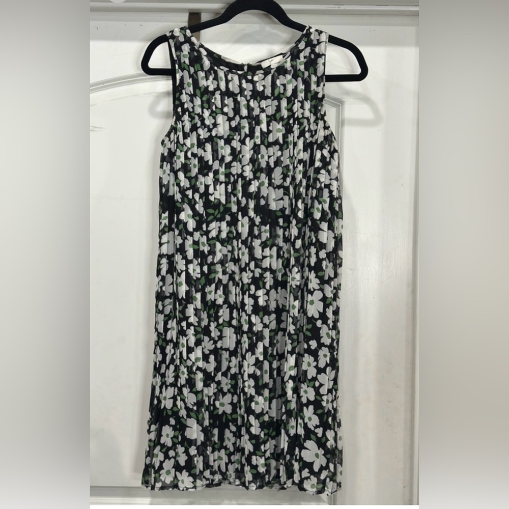 Joie Black and White Floral Dress with Green Accents